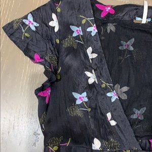 Free People Silk Floral Plunge V-Neck Dress Size 6